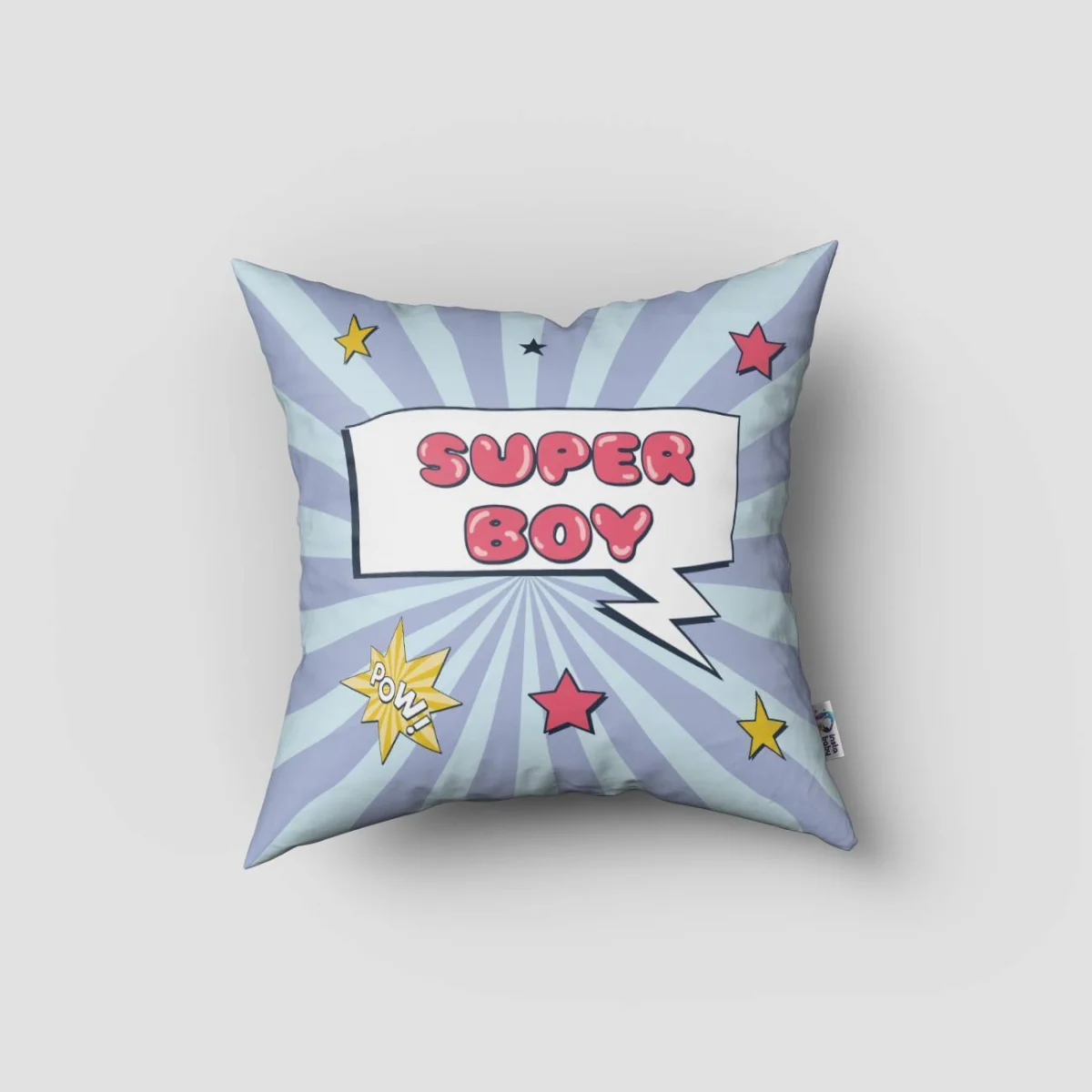 Süper Kahraman Kırlent Kılıfı | Mavi yıldızlar, şimşek Desenli