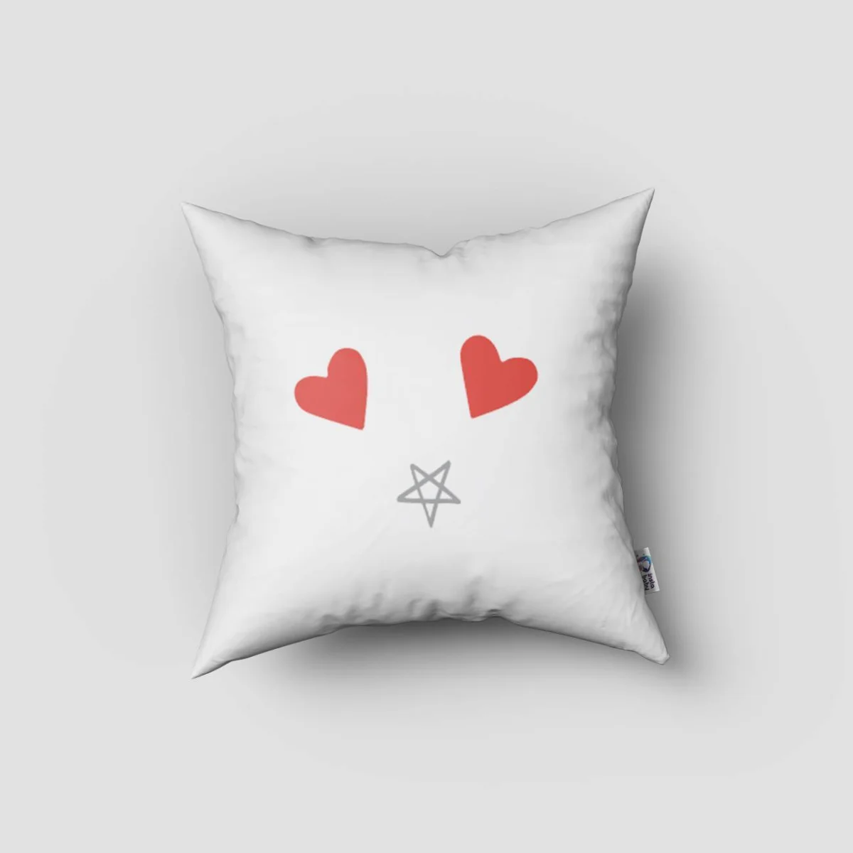 Ay ve Kalpler Kırlent Kılıfı | Beyaz uyuyan ay, bulut Desenli