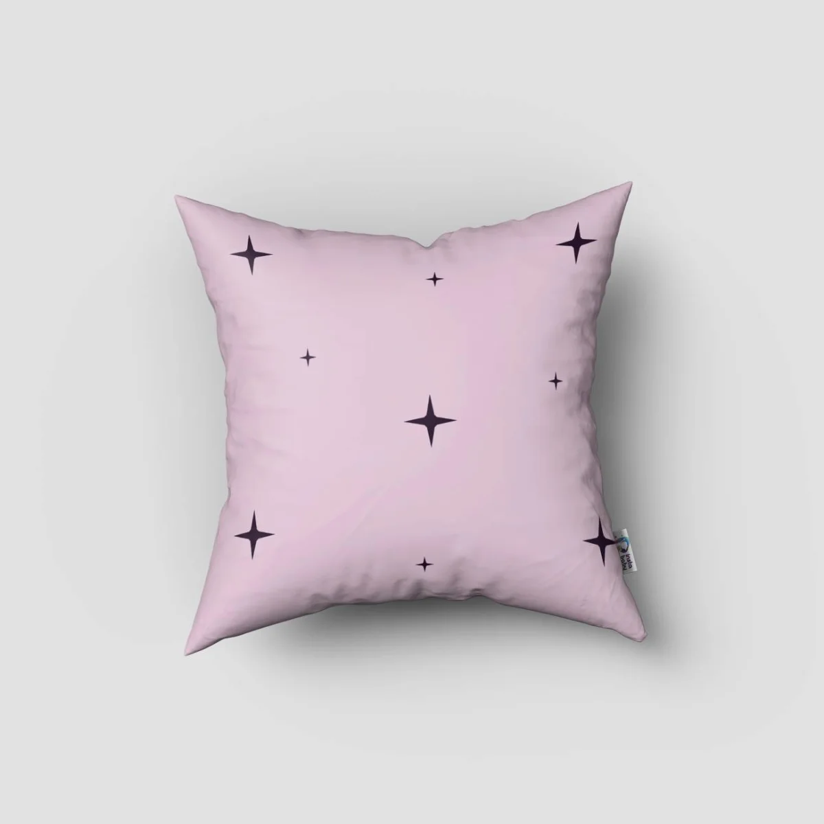 Sihirli Kedi Kırlent Kılıfı | Açık Mor Yıldızlar, ay Desenli