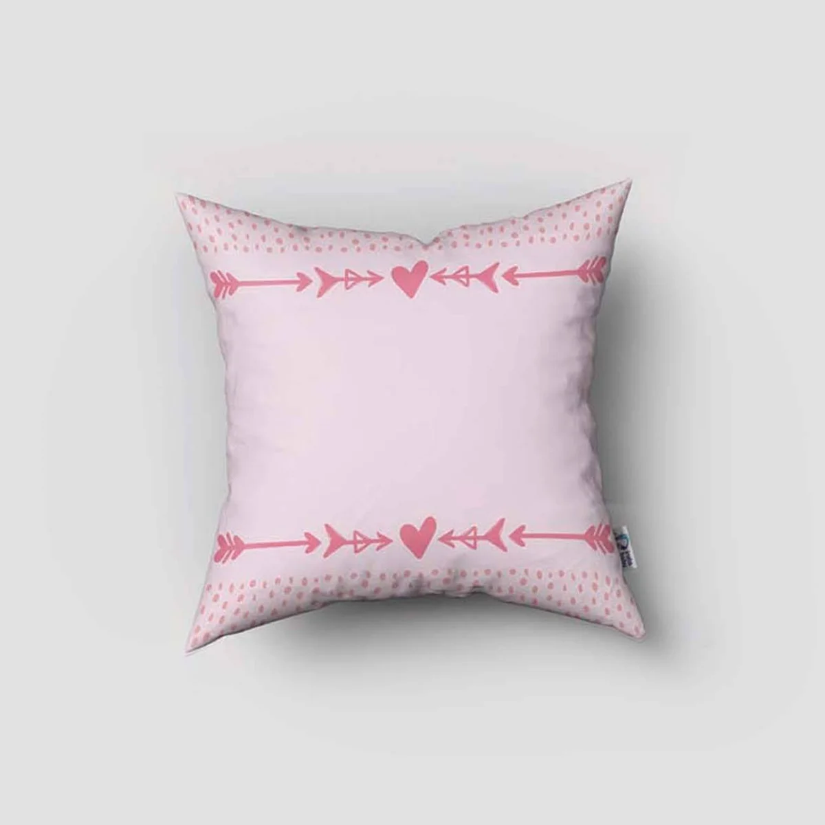 Kalp Kırlent Kılıfı | Pembe yapraklı dallar, minik kalpler Desenli