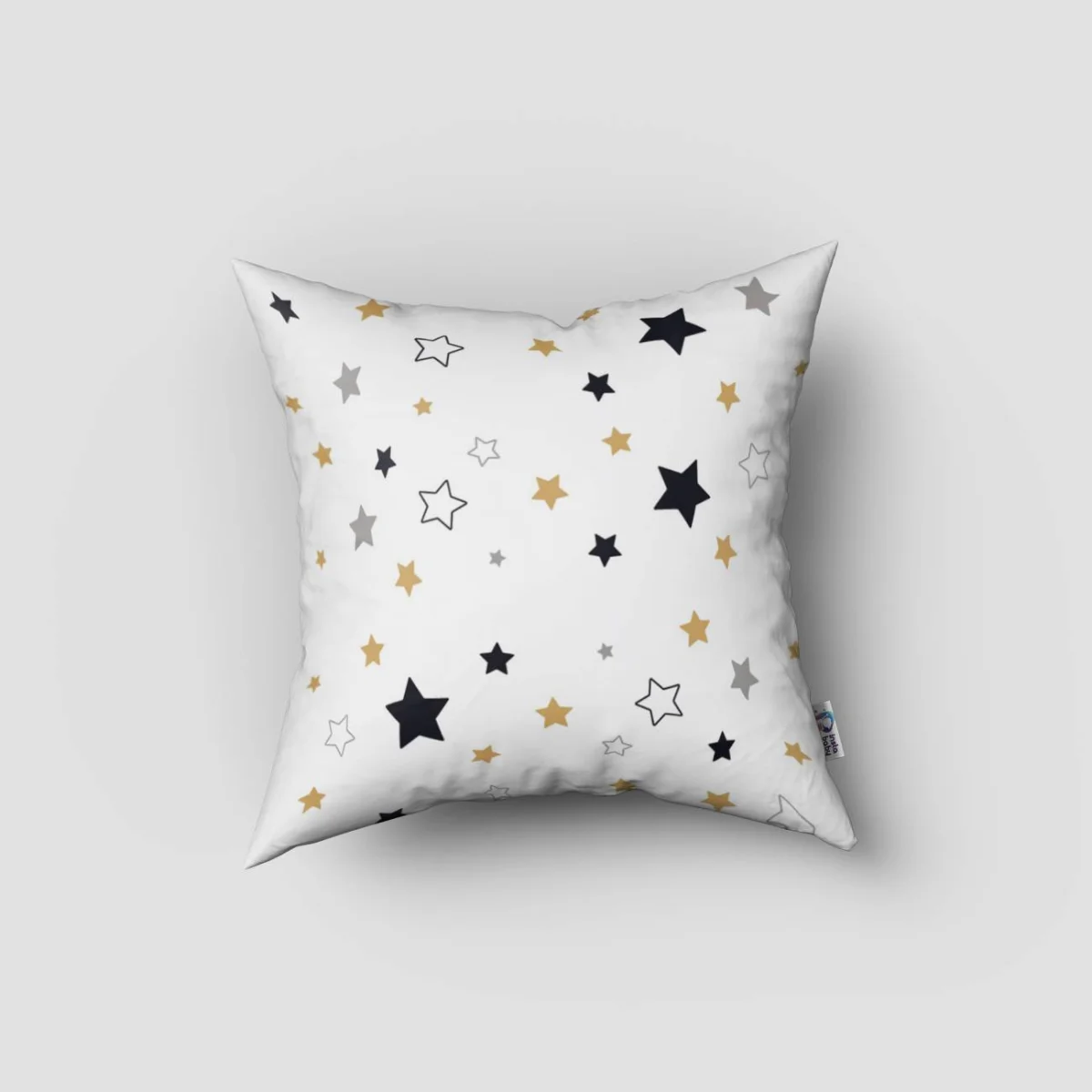 Küçük Prens, Tilki, Gül Kırlent Kılıfı | Beyaz yıldızlar, gri Desenli