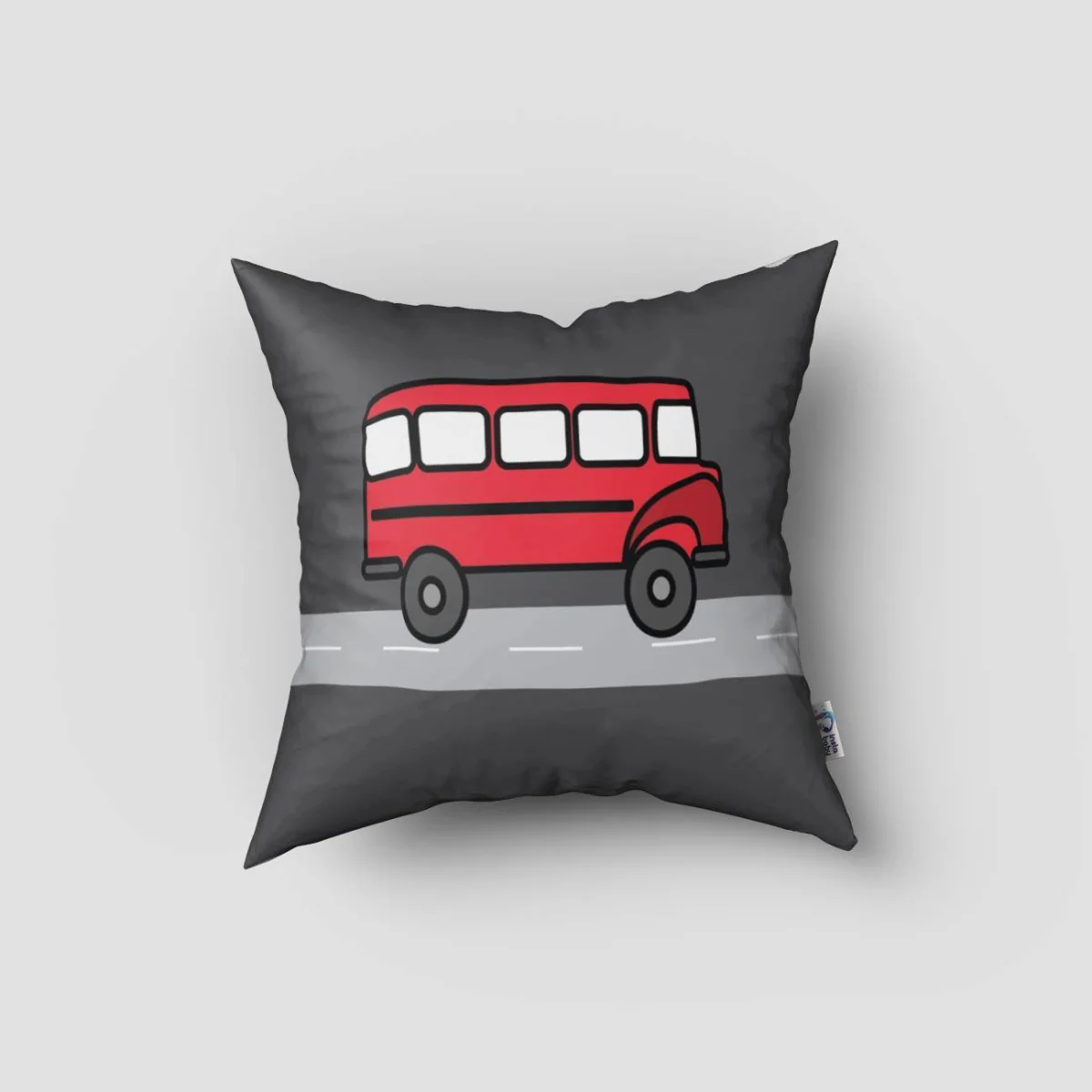 Yollar ve Arabalar Kırlent Kılıfı | Gri arabalar, ağaçlar Desenli