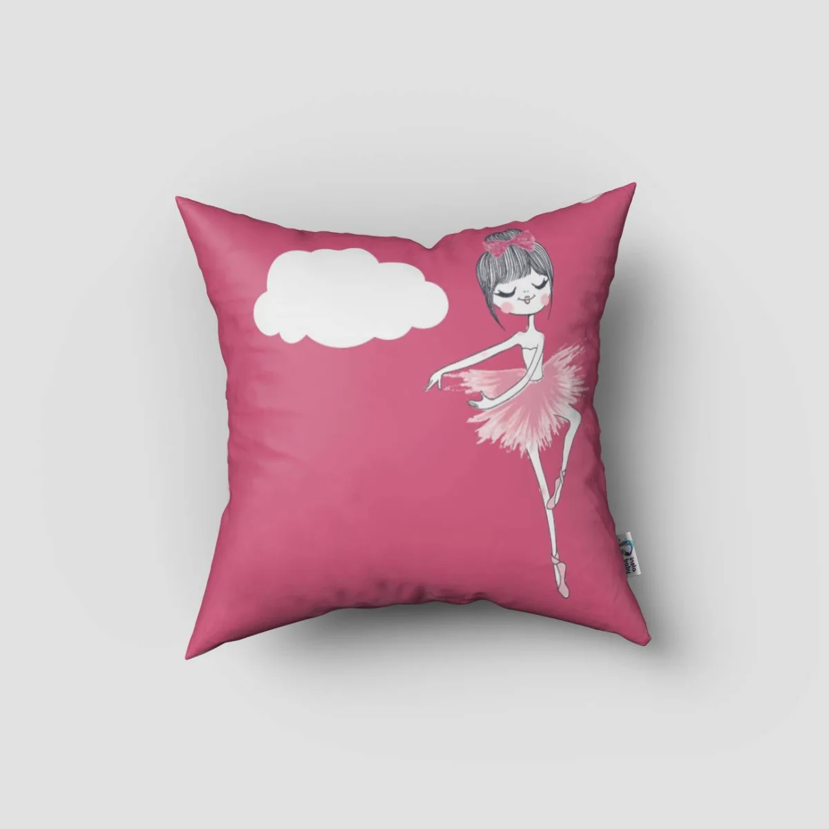 Balerin Kırlent Kılıfı | Pembe bulut, taç Desenli