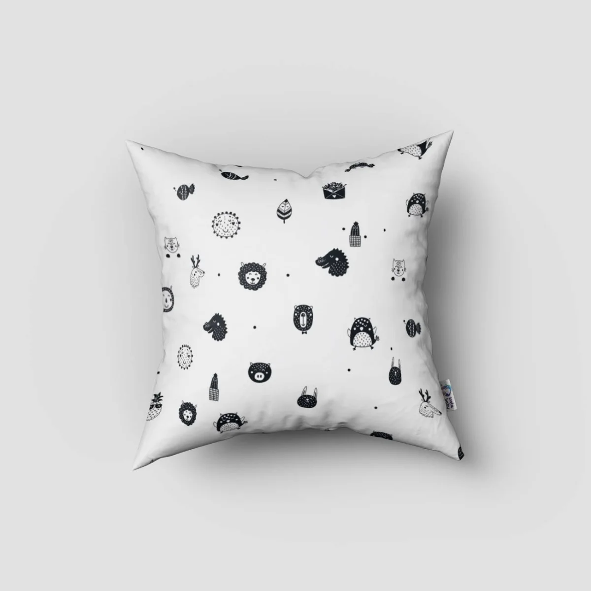 Orman Hayvanları, Dağlar Kırlent Kılıfı | Beyaz dağlar, kar taneleri Desenli