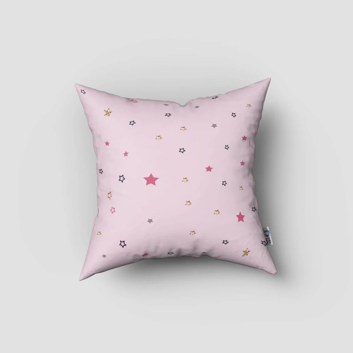 Peri kız ve ay Kırlent Kılıfı | Pembe yıldızlar, pırıltılar Desenli