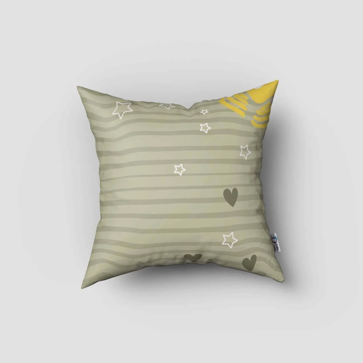 Zebra Kırlent Kılıfı | Yeşil çizgiler, yıldız Desenli