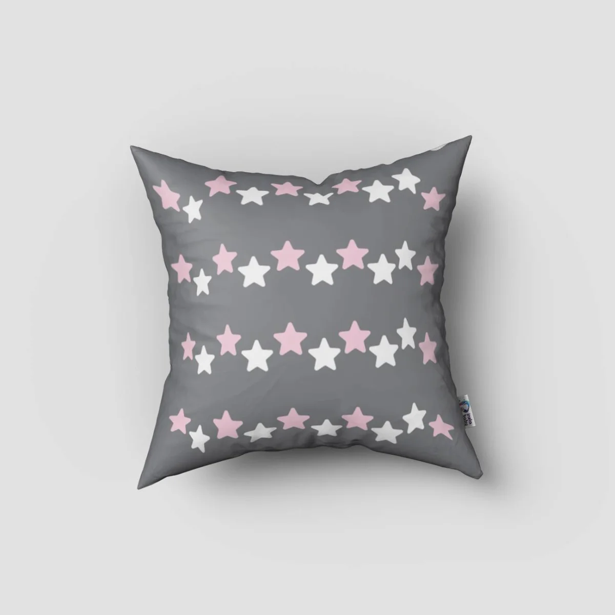 Hayvanlar Kırlent Kılıfı | Gri yıldızlar, seksek oyunu Desenli