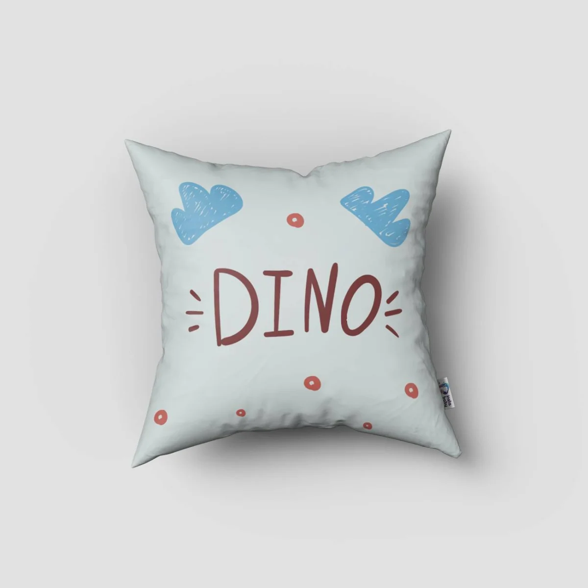 Dinozor Kırlent Kılıfı | Mavi bulutlar, kaykay Desenli