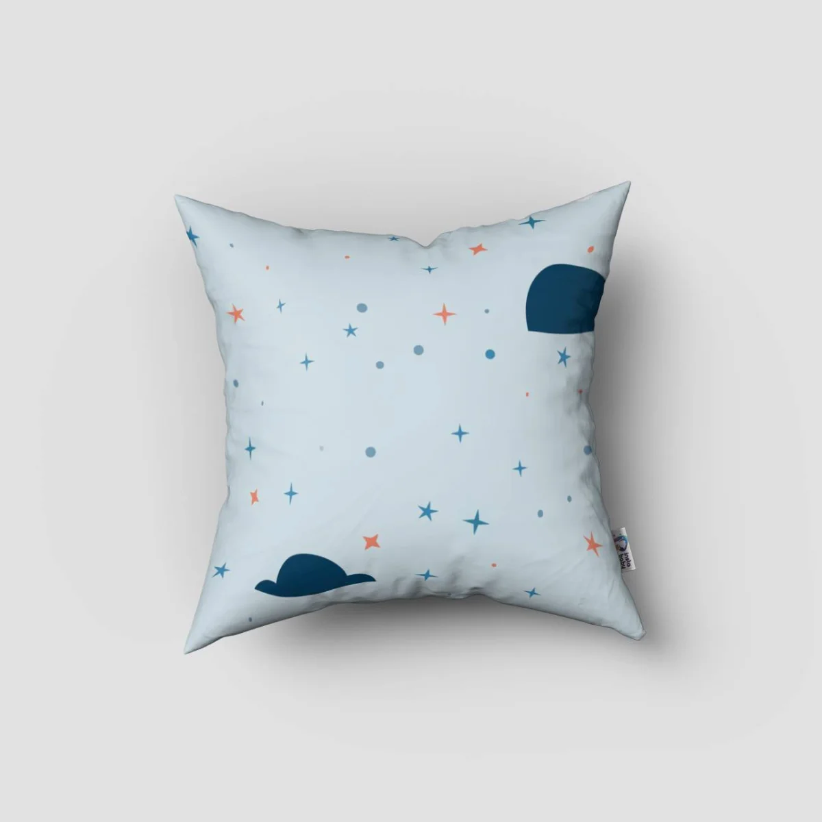 Ay ve Bulutlar Kırlent Kılıfı | Mavi Ay, bulut Desenli