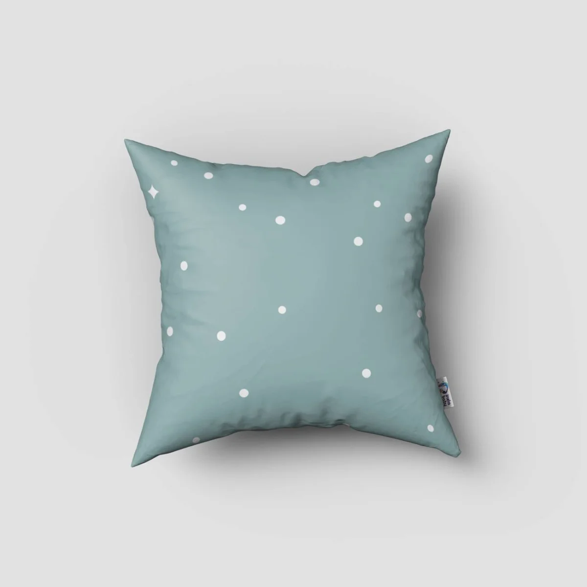 Şehir Silüeti Kırlent Kılıfı | Mavi-yeşil yıldızlar, noktalar Desenli