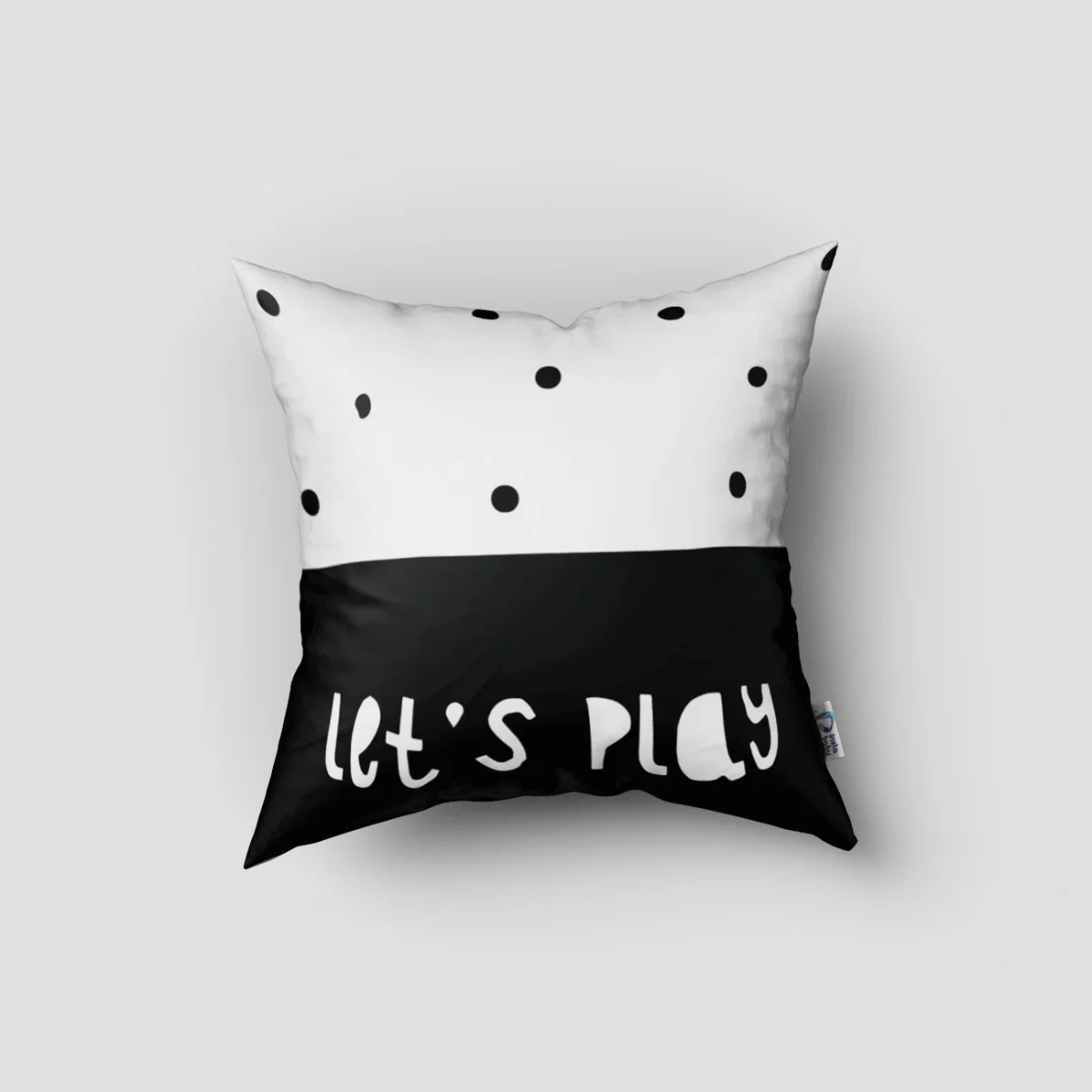 Kral Ayı Kırlent Kılıfı | Beyaz taç, Let's Play yazısı Desenli