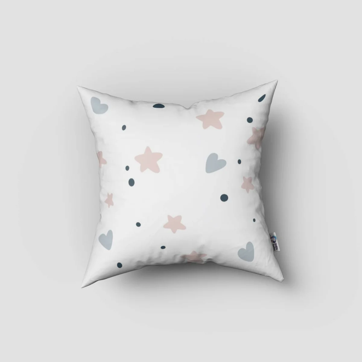 Gökkuşağı ve Yıldızlar Kırlent Kılıfı | Beyaz gökkuşağı, yıldızlar Desenli