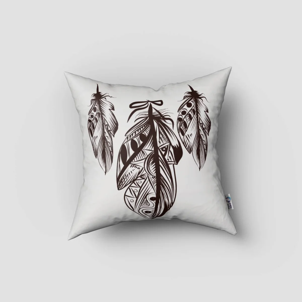 Çiçekli Düş Kapanı Kırlent Kılıfı | Beyaz Çiçekler, yapraklar Desenli