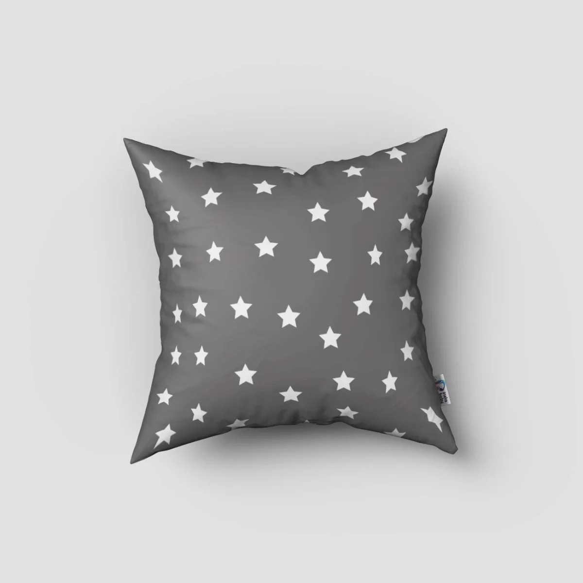 Yıldız Kırlent Kılıfı | Pembe Gri kısımda beyaz yıldızlar Desenli