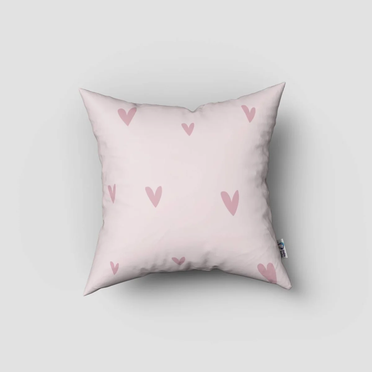 Tavşan Kırlent Kılıfı | Pembe Kalpler, çiçekler Desenli