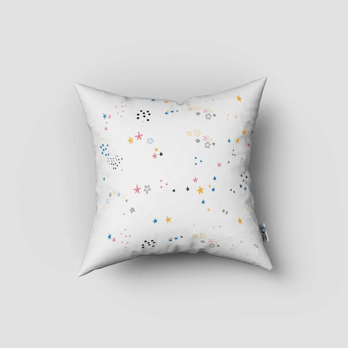 Uzay Kırlent Kılıfı | Beyaz gezegenler, güneş Desenli