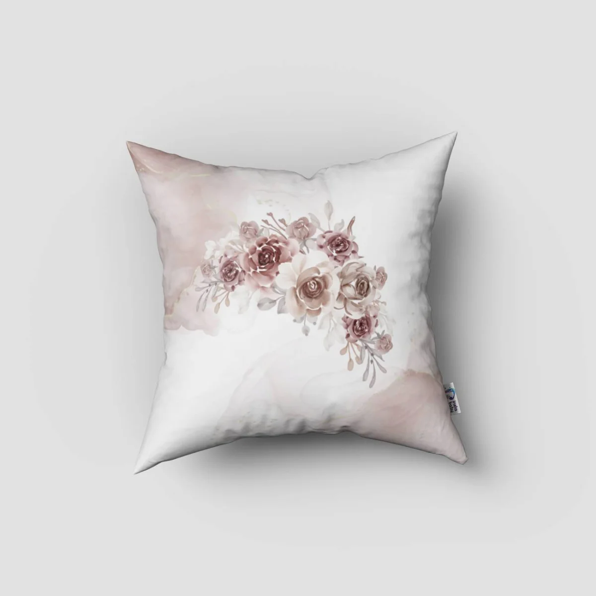 Unicorn Kırlent Kılıfı | Beyaz çiçekli taç, kapalı gözler Desenli