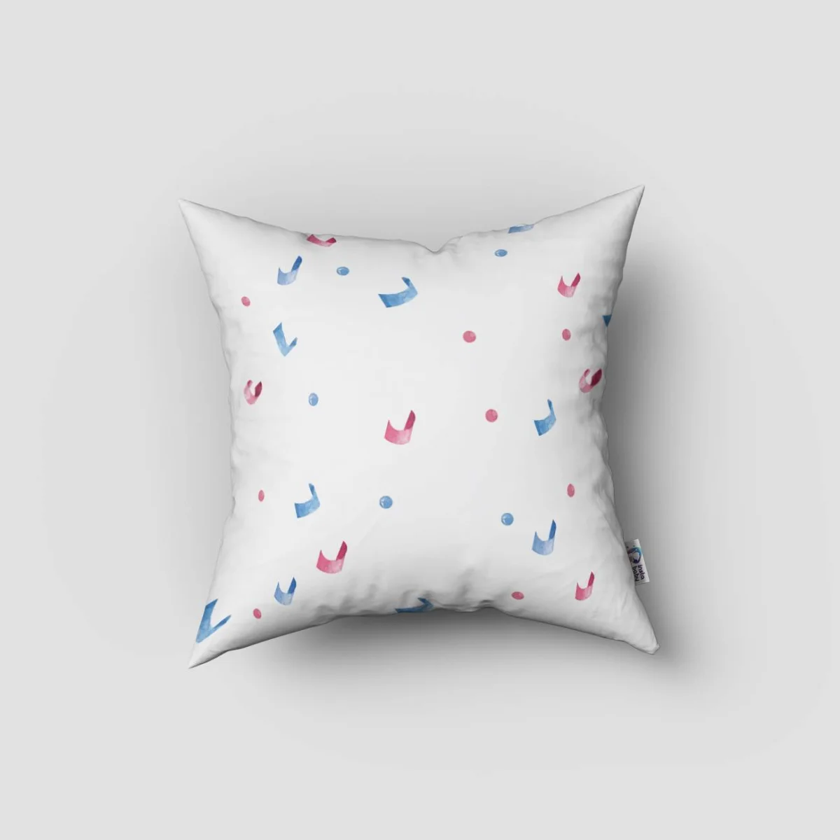 Filler Kırlent Kılıfı | Beyaz rengarenk noktalar ve geometrik şekiller Desenli