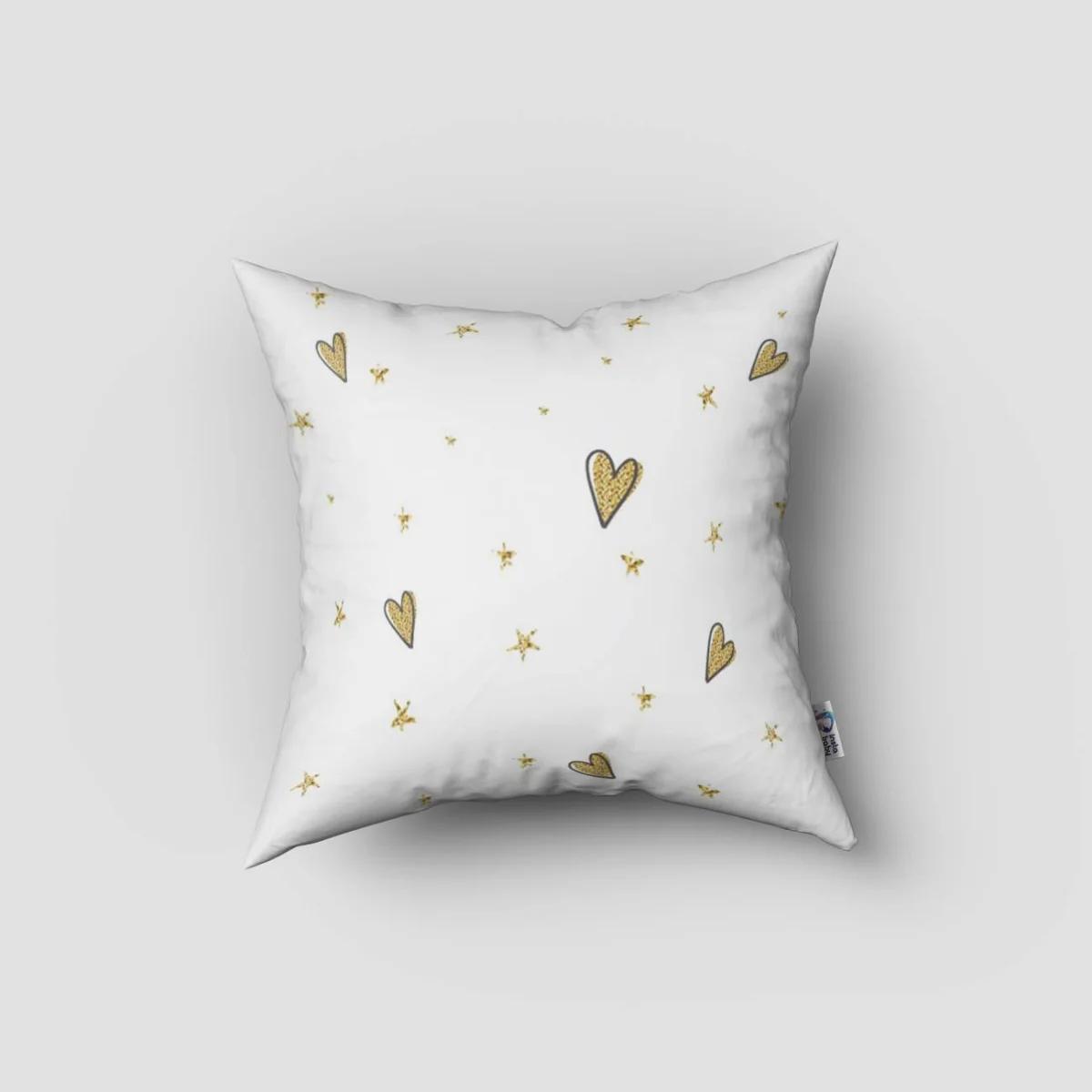 Geyik Kırlent Kılıfı | Beyaz çiçek, yıldız Desenli