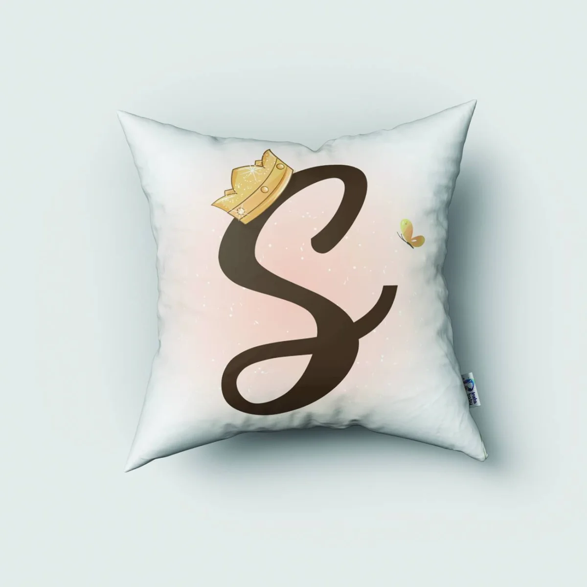 Aslan Kırlent Kılıfı | Pembe taç, S harfi Desenli