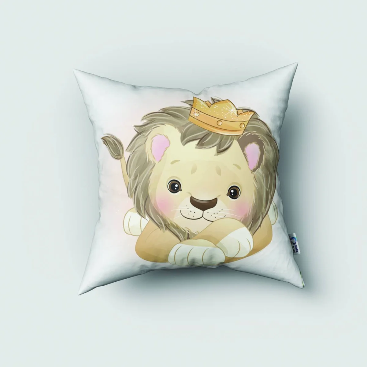 Aslan Kırlent Kılıfı | Pembe taç, S harfi Desenli