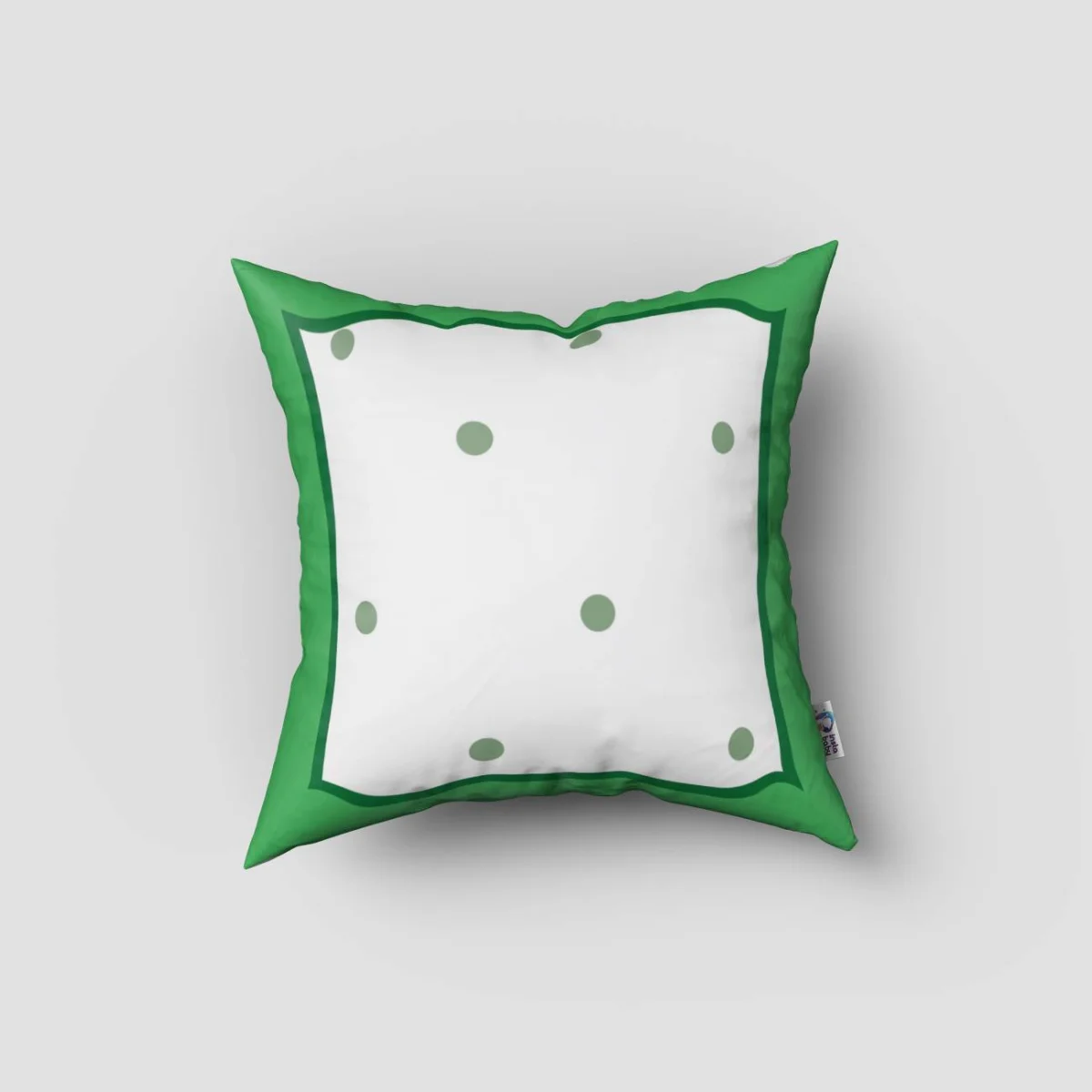 Monogram Kırlent Kılıfı | Beyaz yeşil puantiyeler, büyük yeşil harf Desenli