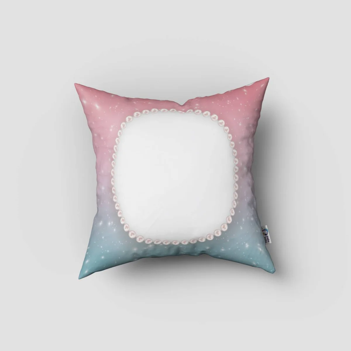 Kişiye Özel Harf Kırlent Kılıfı | Pembe yıldız, parıltı Desenli