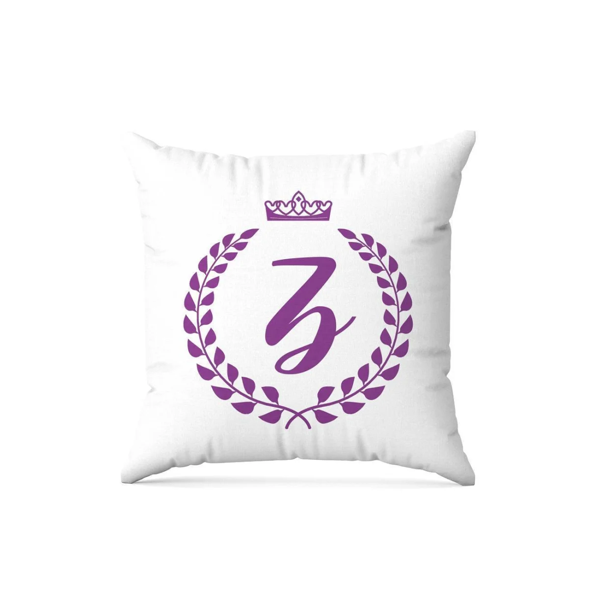 Monogram, royal Kırlent Kılıfı | Beyaz Z harfi, taç Desenli