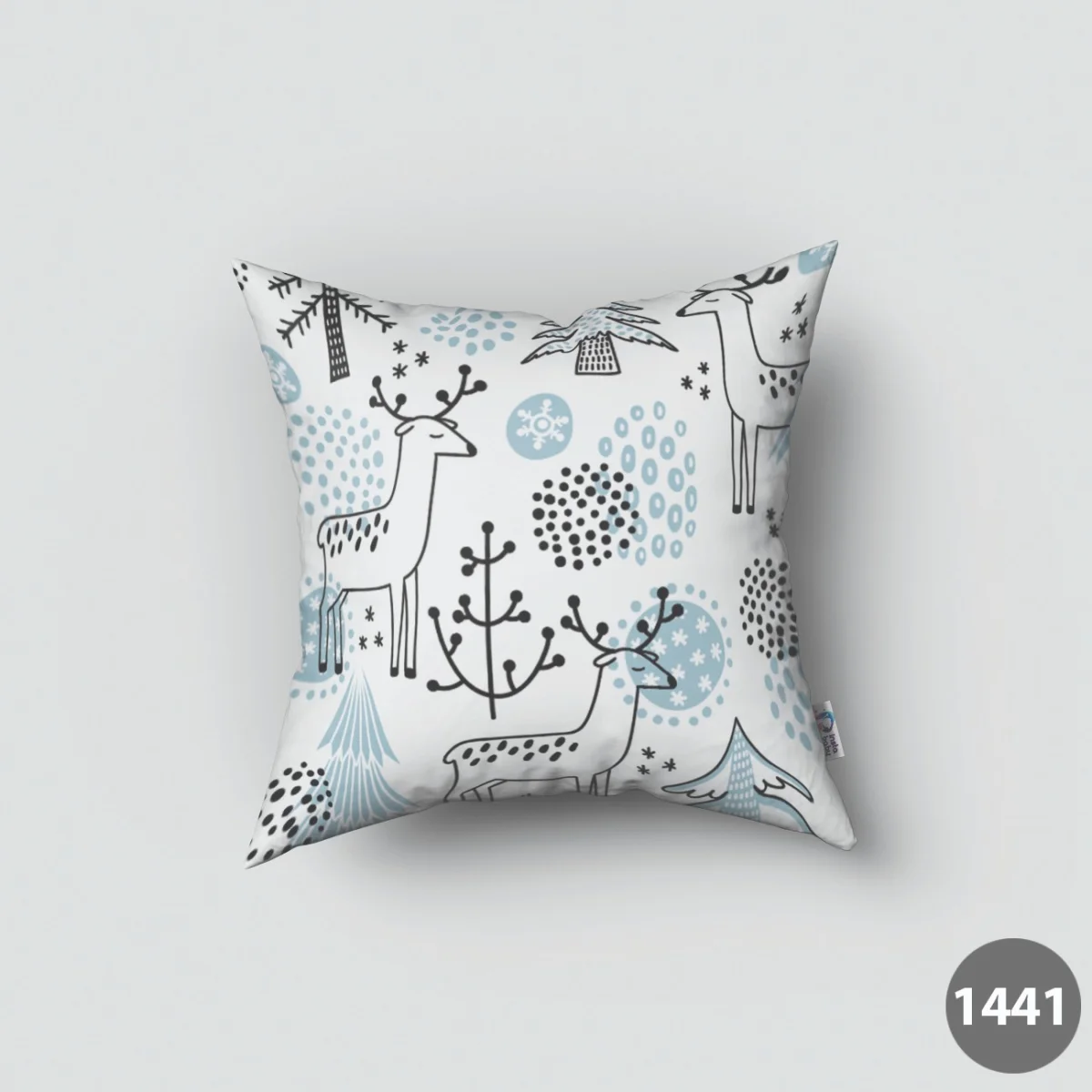 Orman Hayvanları Kırlent Kılıfı | Beyaz geyik, ağaç Desenli