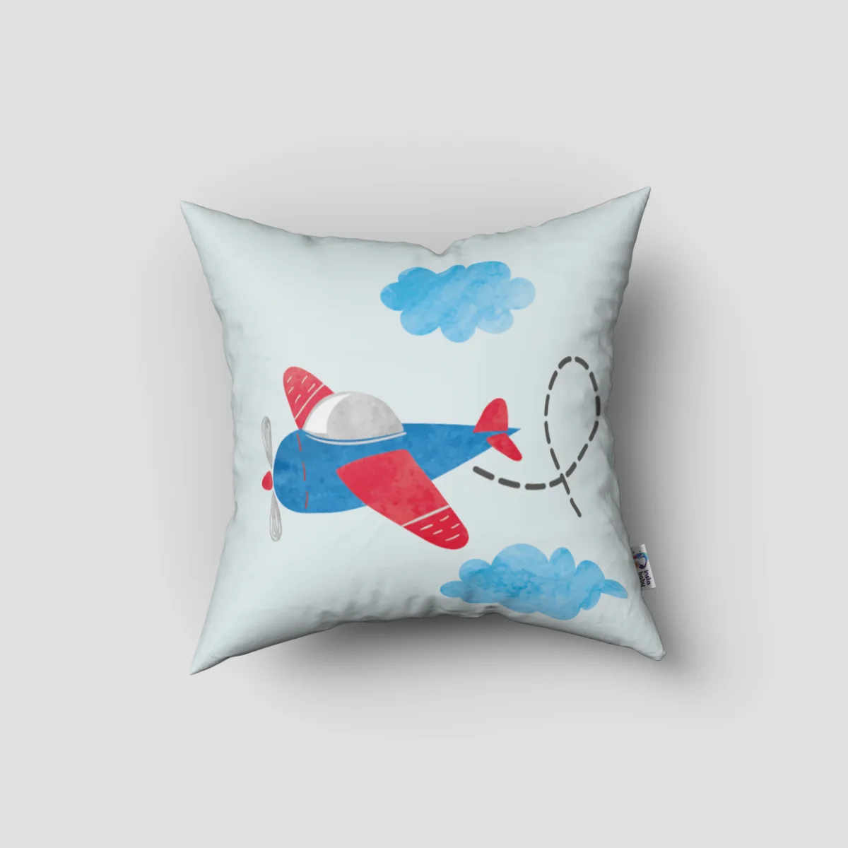 Uçaklar Kırlent Kılıfı | Mavi bulutlar, uçak izleri Desenli