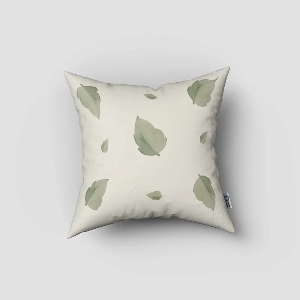 Tavşan Kırlent Kılıfı | Krem yapraklar, çiçekler Desenli