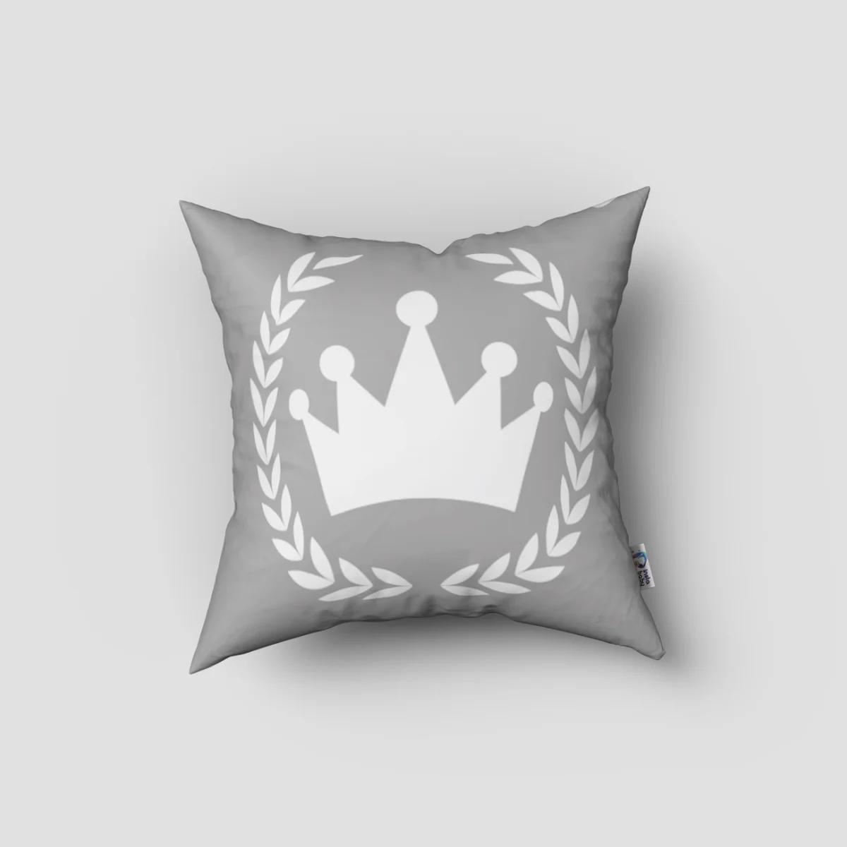 Kraliyet / Taç Kırlent Kılıfı | Gri Yıldızlar, defne yaprağı çelengi Desenli