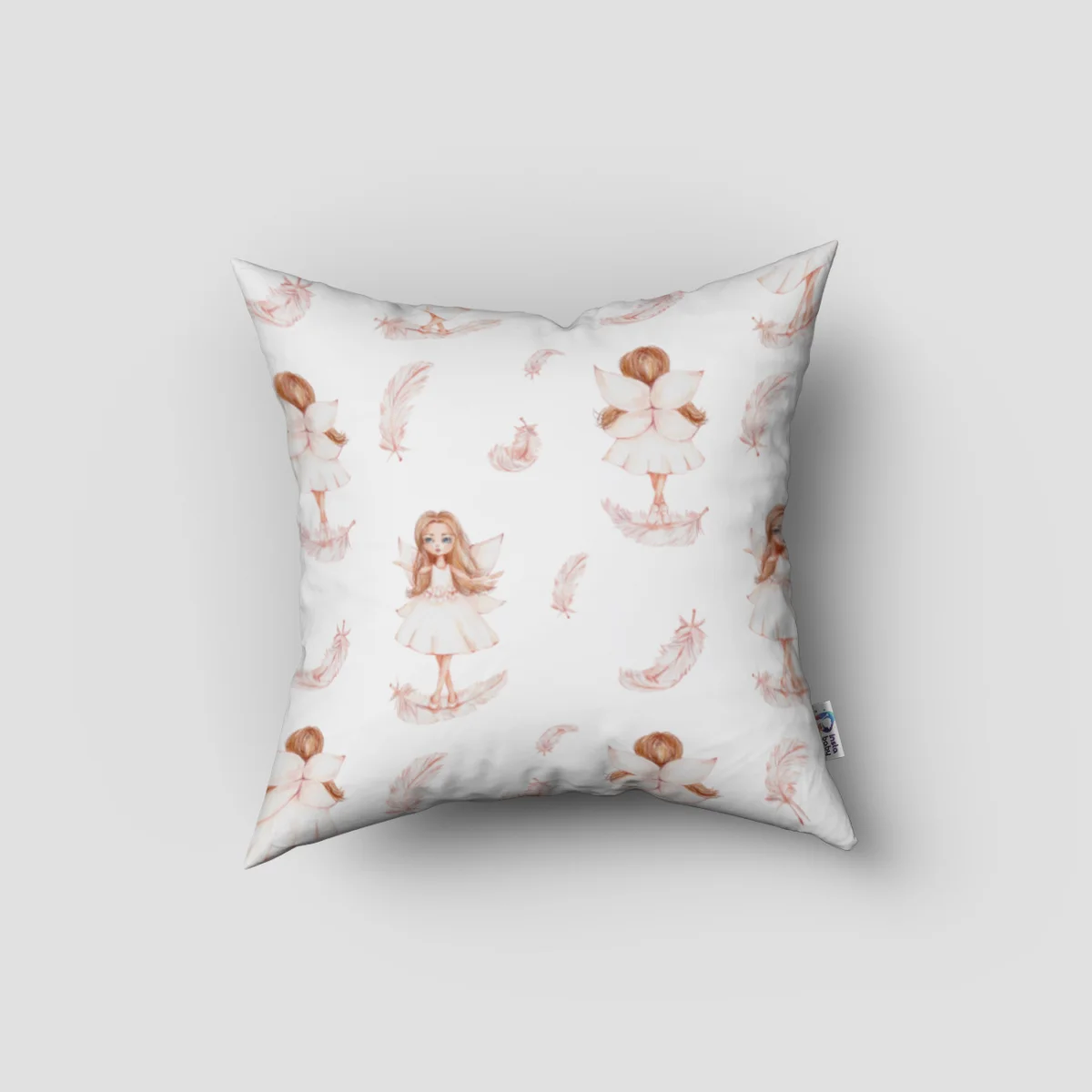 Peri Kırlent Kılıfı | Beyaz Tüyler Desenli