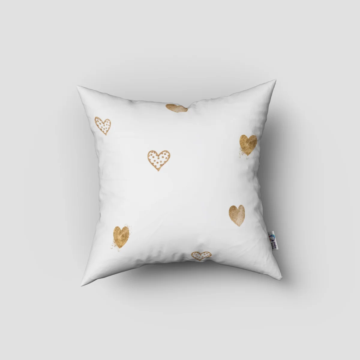 Balerin Kırlent Kılıfı | Beyaz Altın kalpler Desenli