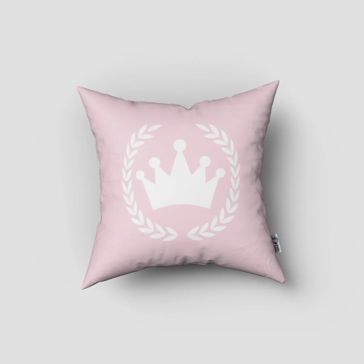 Prenses Kırlent Kılıfı | Pembe taç, defne çelengi ve yıldızlar Desenli