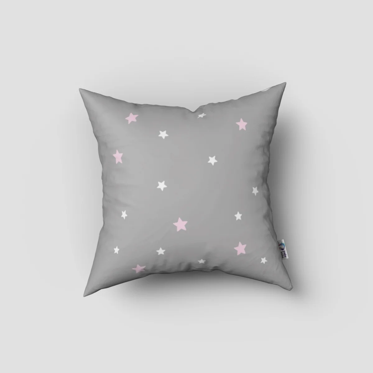 Kuğu Kırlent Kılıfı | Gri yıldız, yaprak çelenk Desenli