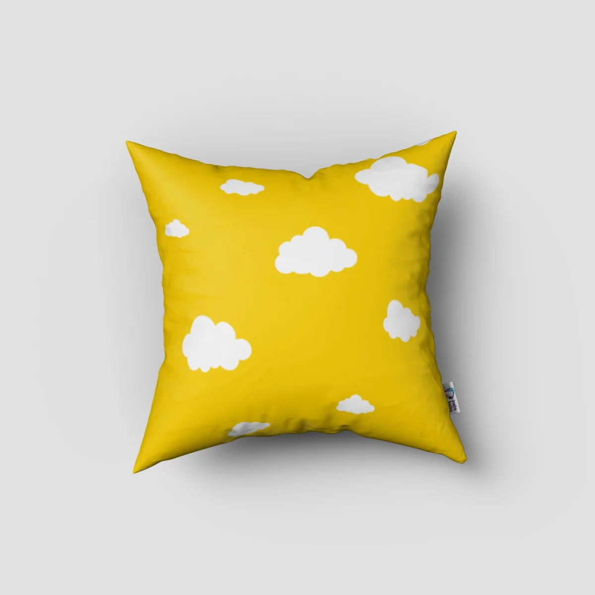 Bulutlar Kırlent Kılıfı | Sarı beyaz ve gri bulutlar Desenli