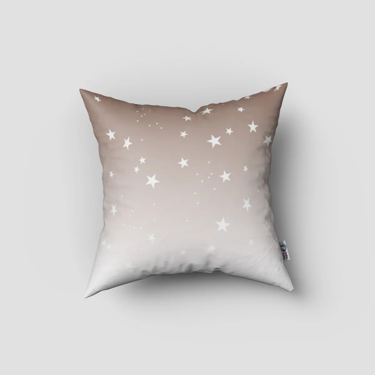 Yıldızlar Kırlent Kılıfı | Bej küçük yıldızlar, degrade renk geçişi Desenli