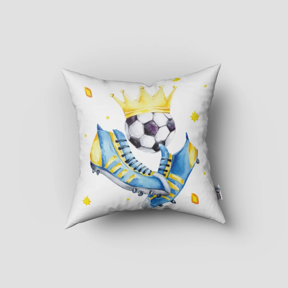 Futbol Kral Kırlent Kılıfı | Beyaz yıldız, elmas şekiller Desenli