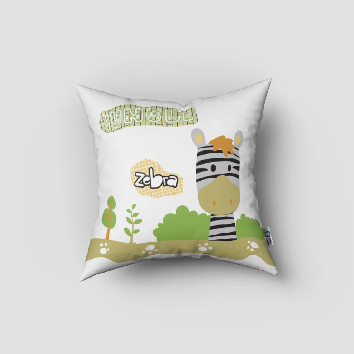 Orman Hayvanları Kırlent Kılıfı | Beyaz ağaçlar, patiler Desenli