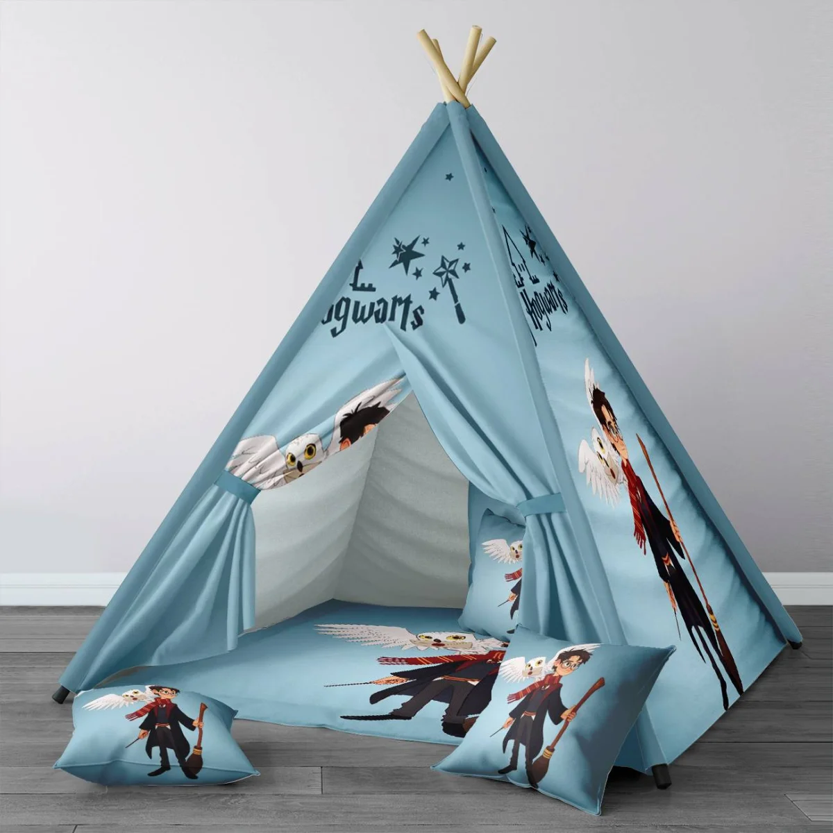 Harry Potter Çadır Evi | Mavi yıldızlar, Hogwarts şato Desenli