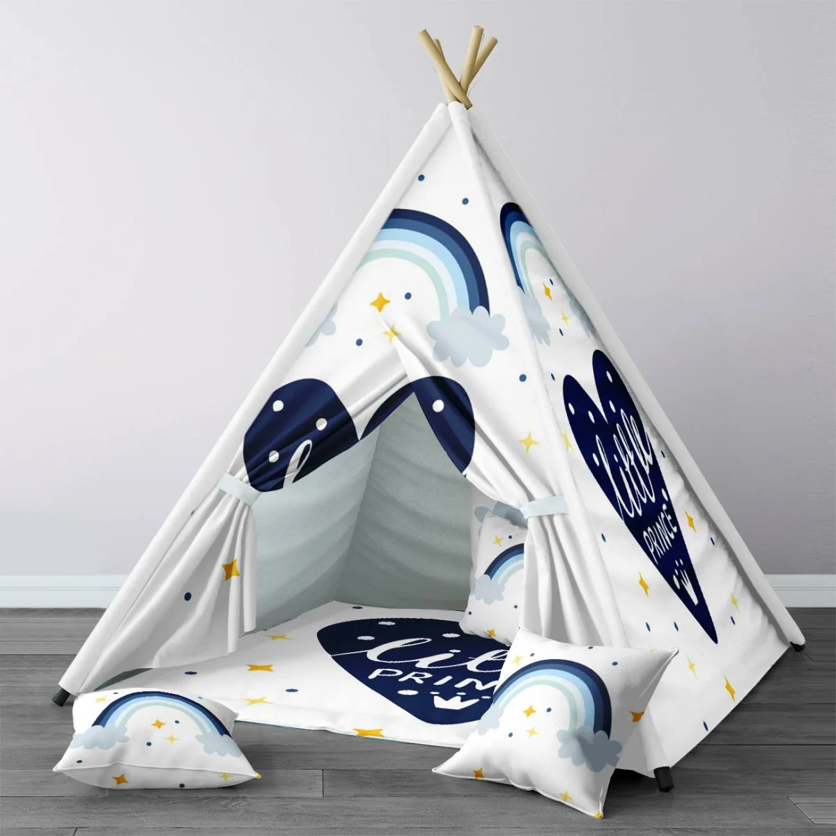 Prens Çadır Evi | Beyaz gökkuşağı, bulut Desenli