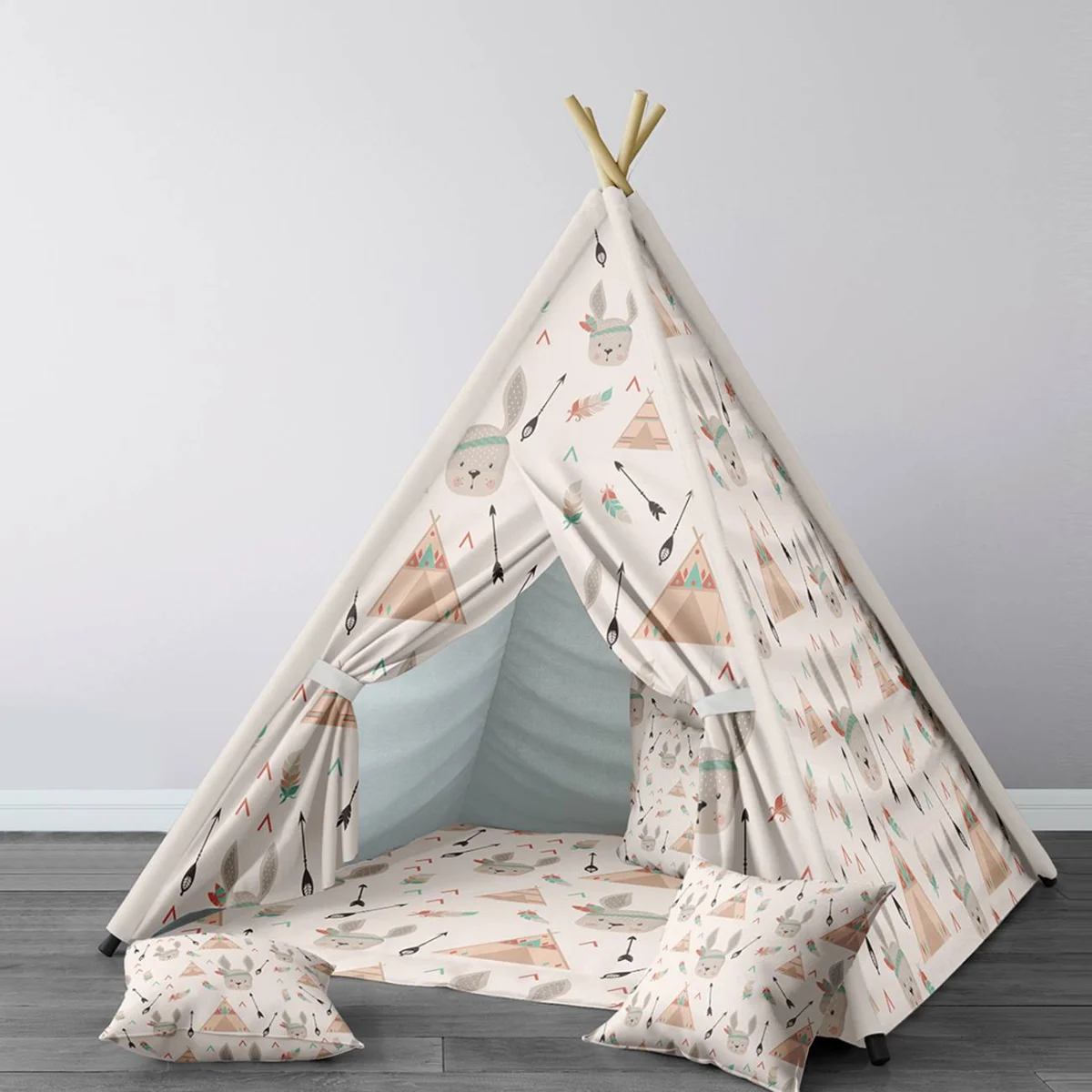 Tavşan Çadır Evi | Beyaz tipi, oklar Desenli