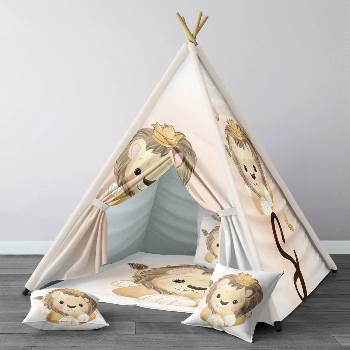 Aslan Çadır Evi | Pembe taç, S harfi Desenli