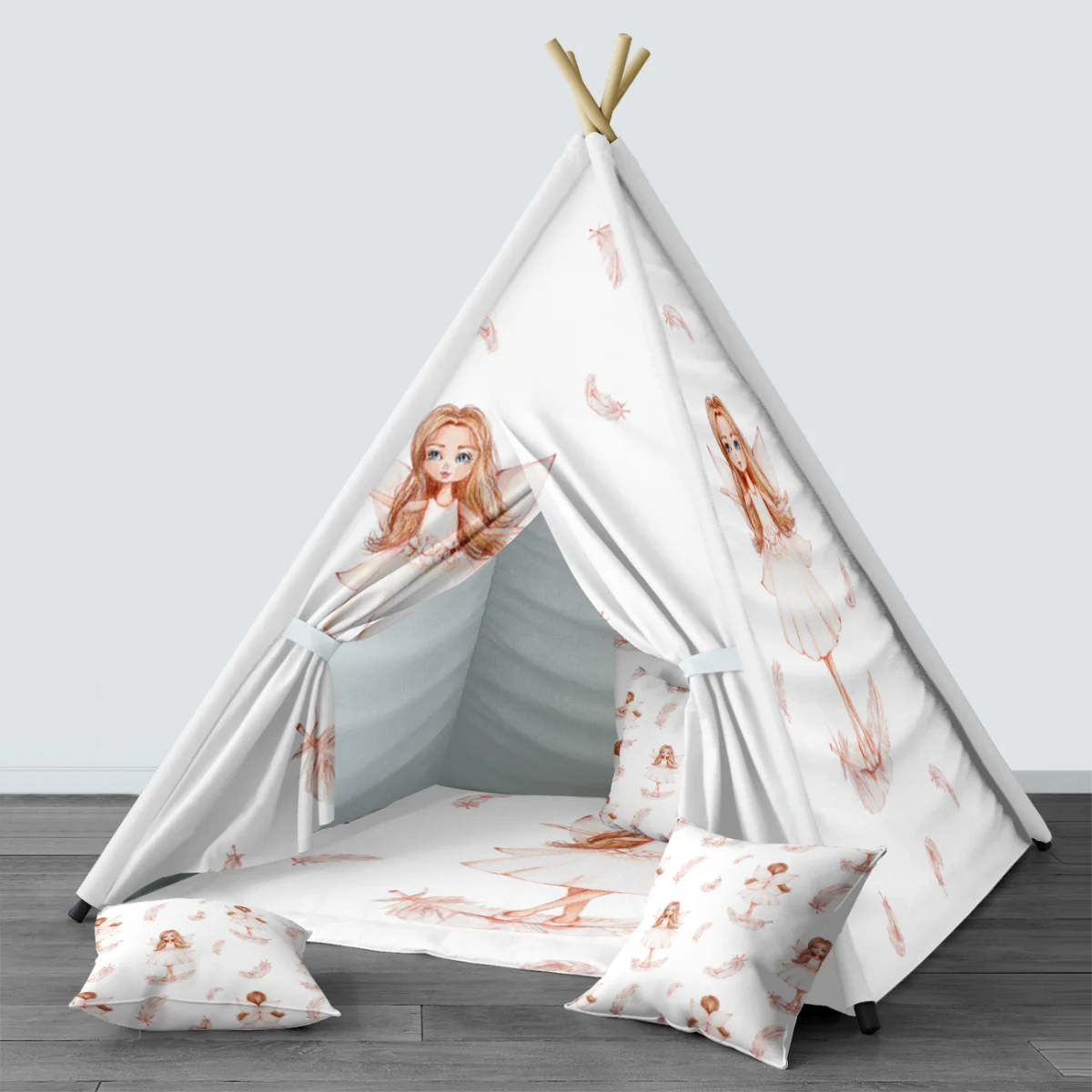 Peri Çadır Evi | Beyaz Tüyler Desenli