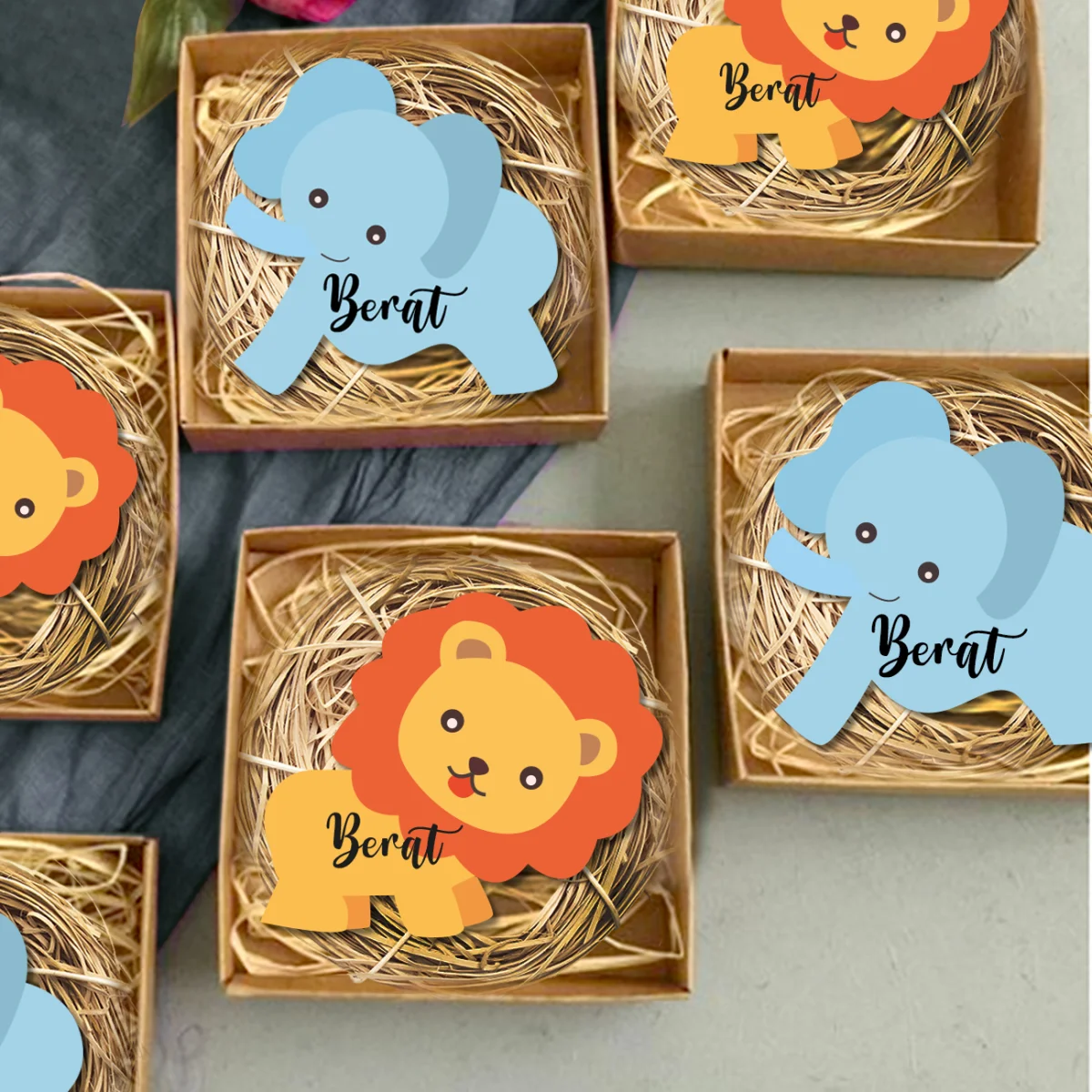 Orman Hayvanları Bebek Magneti | Kahverengi Yok Desenli