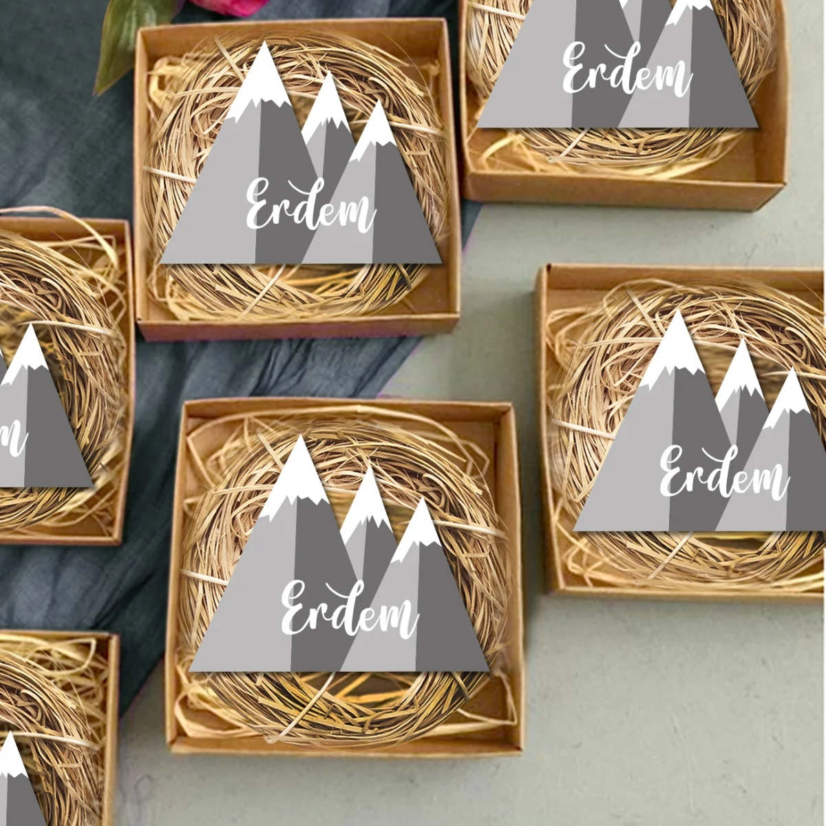 Dağ Bebek Magneti | Gri karlı dağlar Desenli