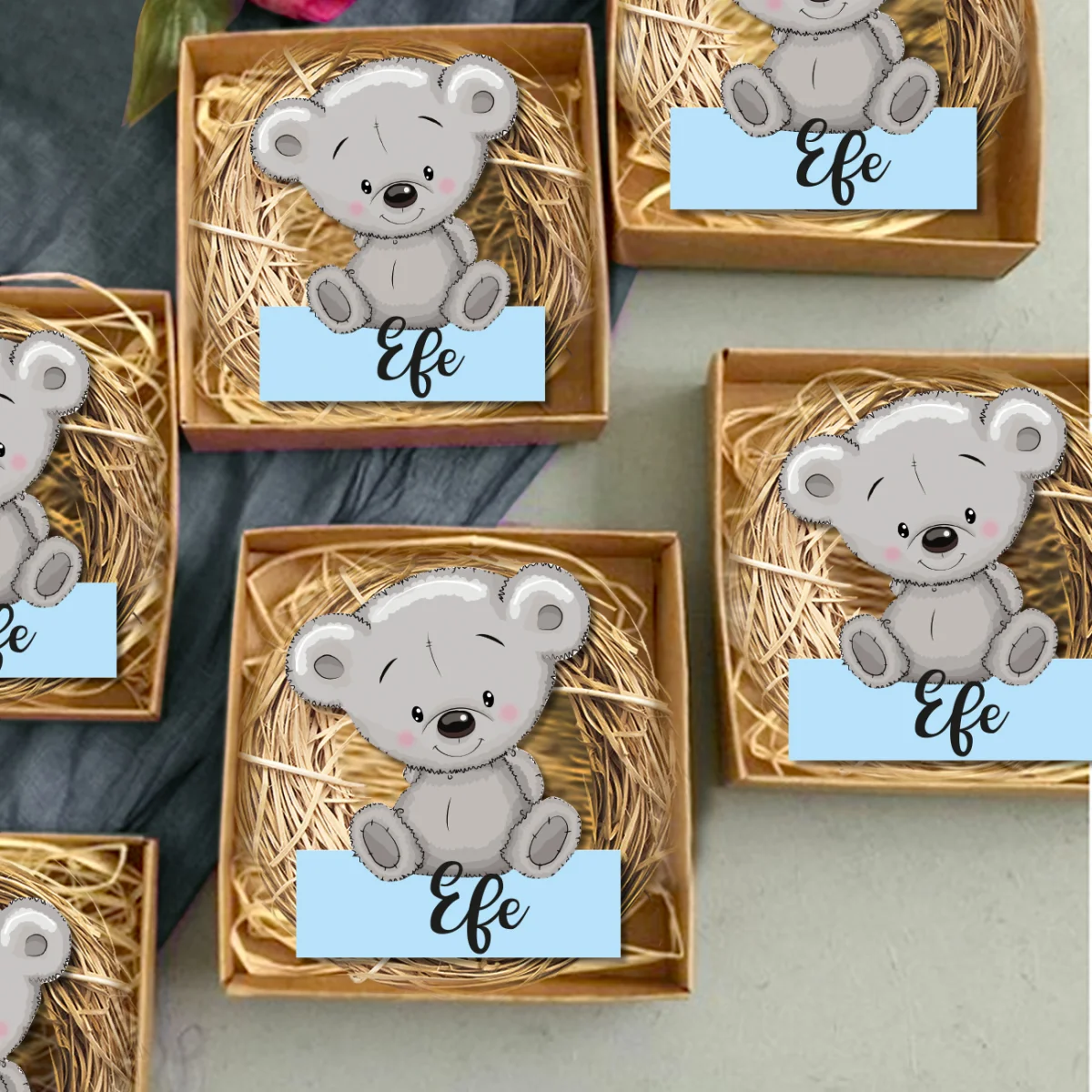 Ayıcık Bebek Magneti | Açık Mavi Yok Desenli