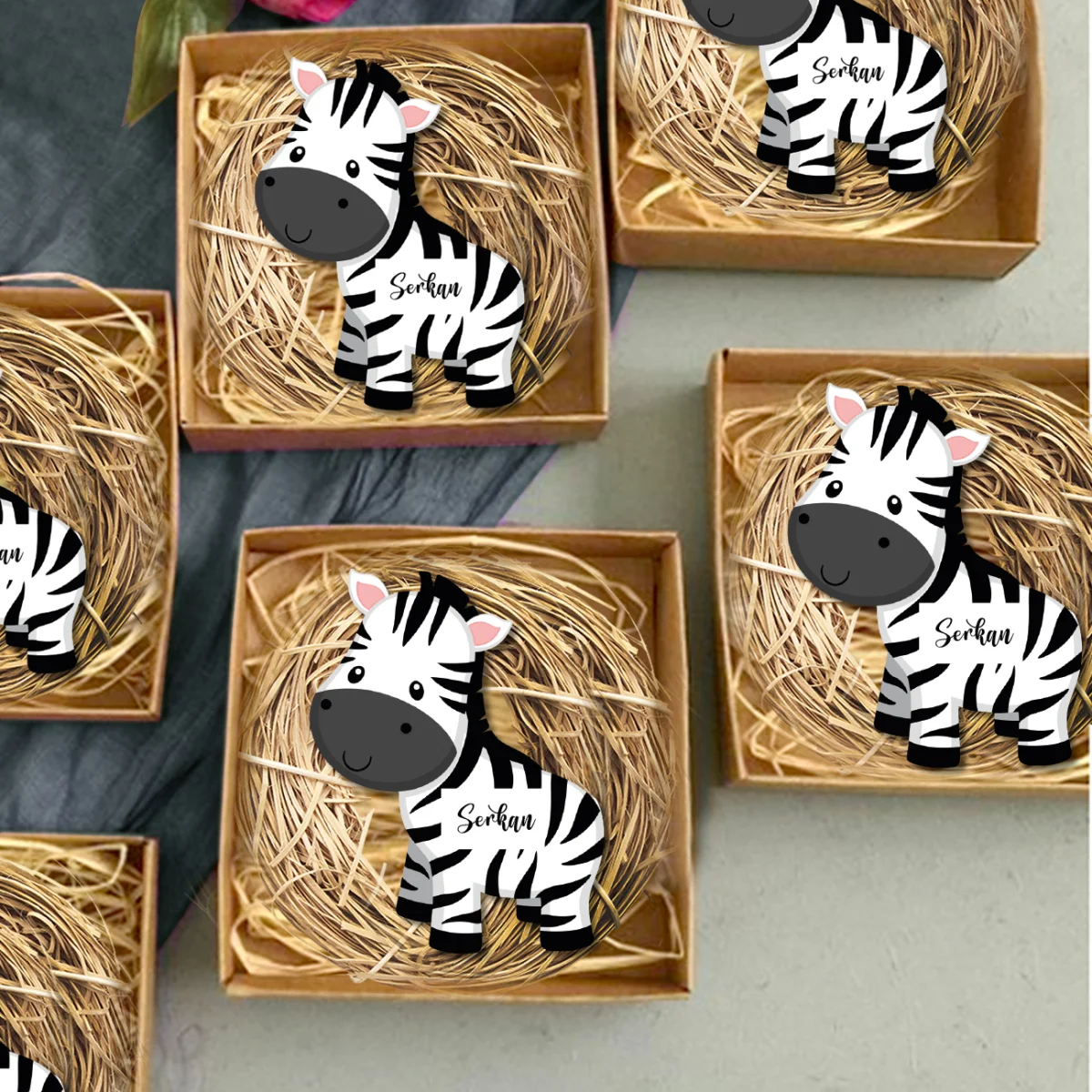 Zebra Bebek Magneti | Bej Yok Desenli