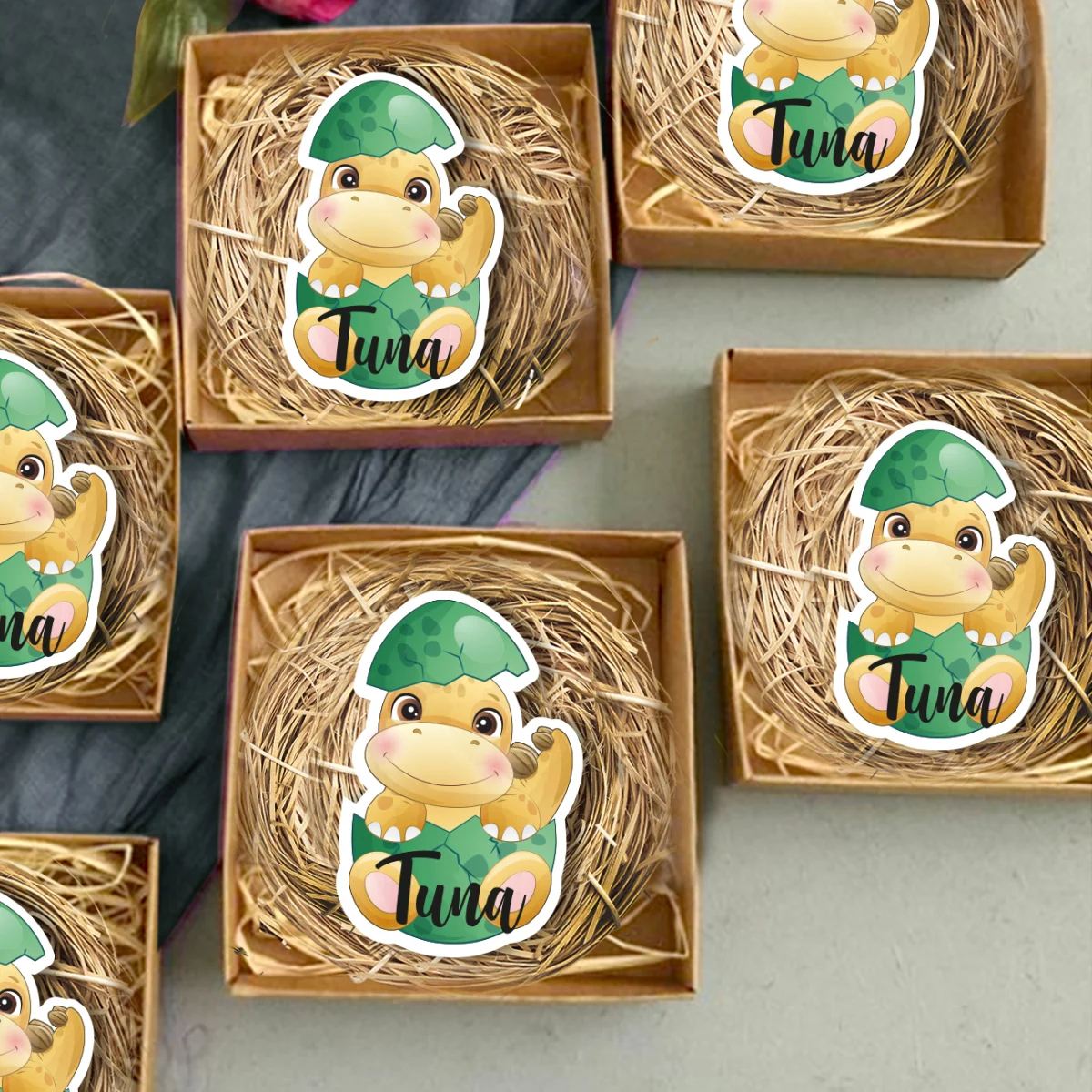 Dinozor Bebek Magneti | Beyaz Yok Desenli